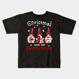 Gnome Family Christmas  Buffalo Plaid Kids T-Shirt